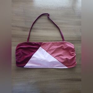 Bikini Top Women 2X Color Block Wine Pink Burnt Orange Cute Beach Tropical